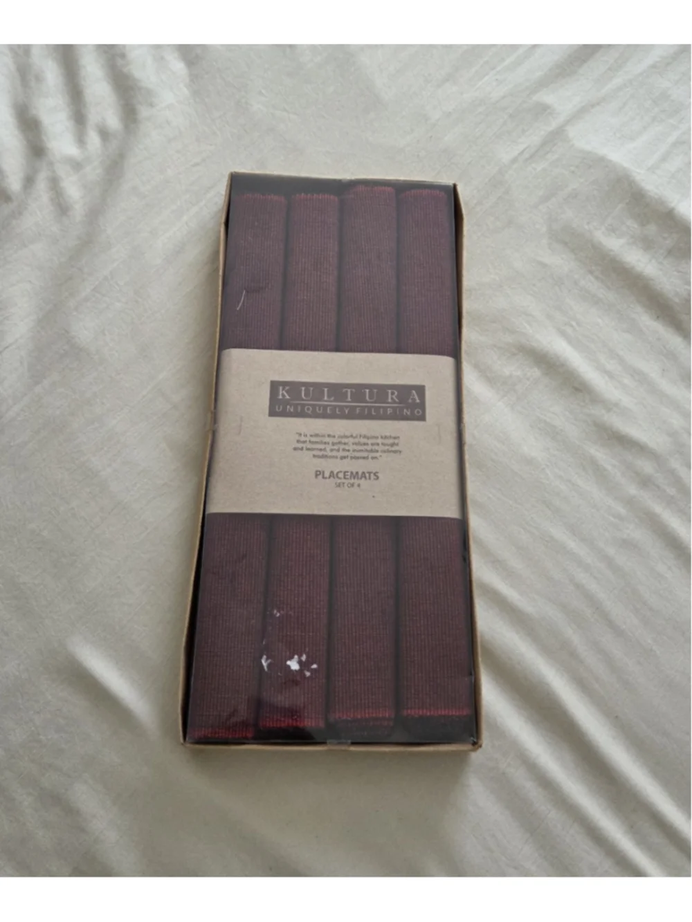 Kultura Placemats Set of 4 One Size Burgundy Black NIB